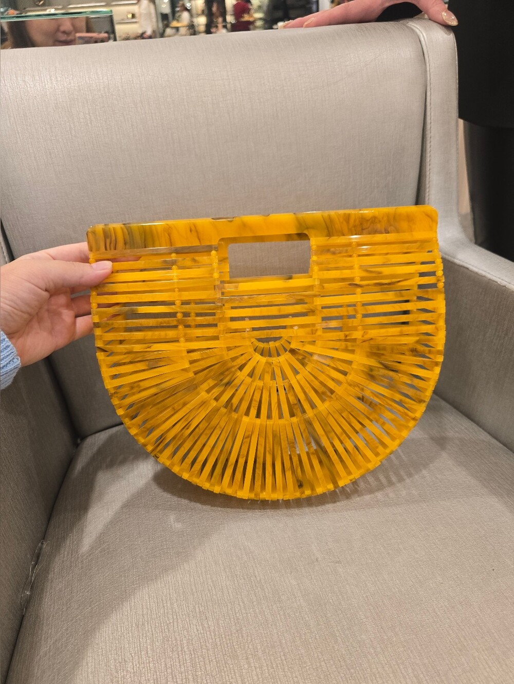Cult gaia Yellow Semi-Circle Slatted Acrylic Tote New In Box Without Tag